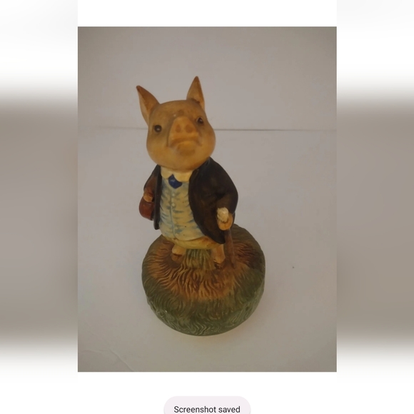 SCHMID BEATRIX POTTER "PIGLING BLAND" MUSICAL FIGURINE " KING OF THE ROAD " - Picture 2 of 5